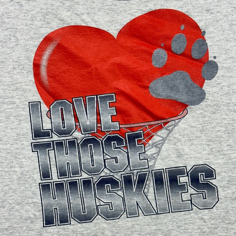 Vintage T-Shirt, Love Those Huskies, mens XL, Basketball, gray, single stitch - Picture 3 of 8